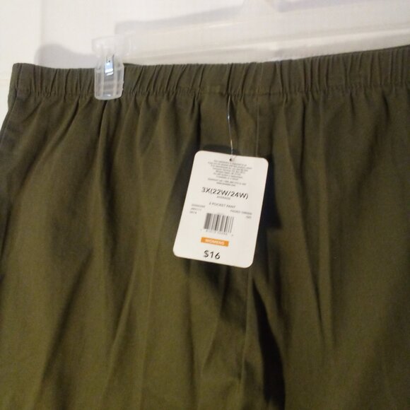 JMS Just My Size Pants Women 3X Comfort Waist Straight Leg Green - Picture 13 of 14